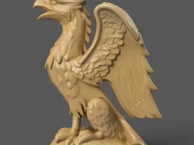 Majestic Phoenix Statue 3D STL Model for Decoration 3D print model