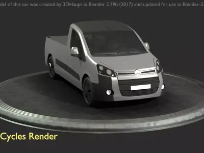 City Car 78 Utility Vehicles Van Pickup 1500 Type-D Silver Low-poly 3D model