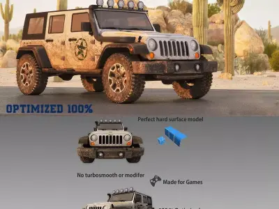 Jeep Wrangler Optimized Low-poly 3D model