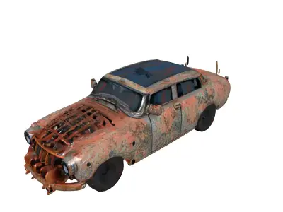 Rusty PostApocalyptic Battle Car Low-poly 3D model