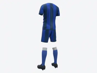 Soccer Uniform with Boots Blue Stripes 3D model