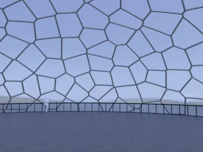 Dome building voronoi pattern and glass structure 3D model