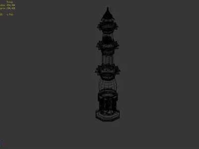 Stone Decorative Stone Sculpture - Stone Tower 32 3D model