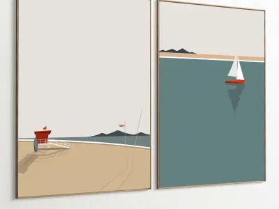 Plaster Two Photo Frame 376 Low-poly 3D model