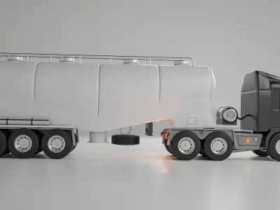 Dry bulk tanker trailer truck  Low-poly 3D model