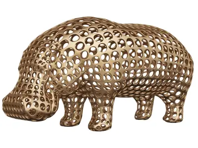 Hippopotamus Voronoi Wireframe 3D print model