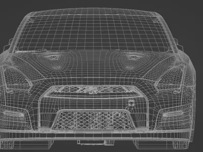 Nissan GTR Drag Racing Car Low-poly 3D model
