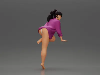 sexy girl in long shirt and bikini leaning on the table 3D print model