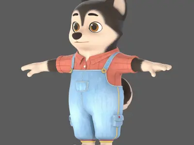 cartoon dog 3D model 6