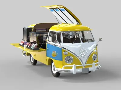 Vintage Volkswagen Samba Mobile Coffee Shop 3D model