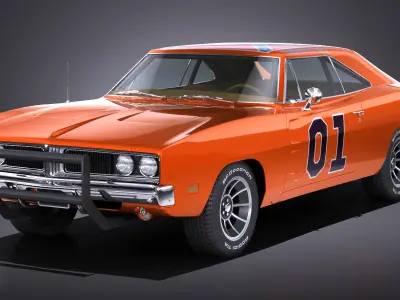 LowPoly Dodge Charger 1969 General Lee Low-poly 3D model