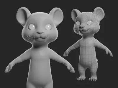 Cartoon  Tiger II Basemesh  Low-poly 3D model