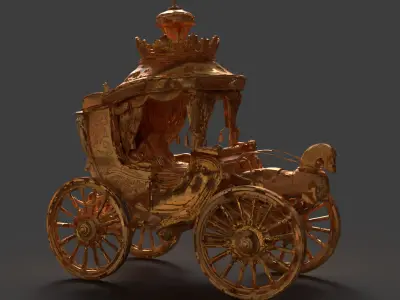 Chinese ancient golden  carriage   3D model