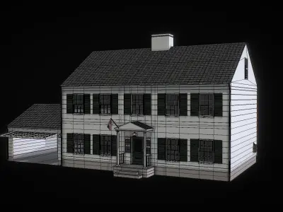 Colonial  House Free low-poly 3D model