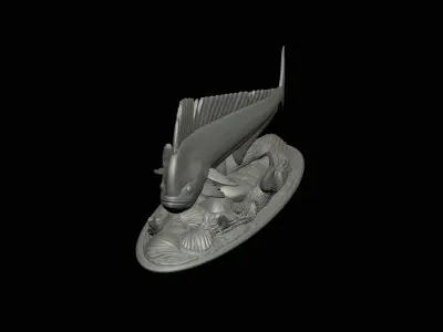 fish mahi mahi in motion underwater statue detailed texture  3D print model