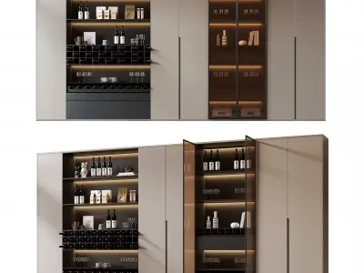 Modern light luxury style glass wine cabinet    3D model