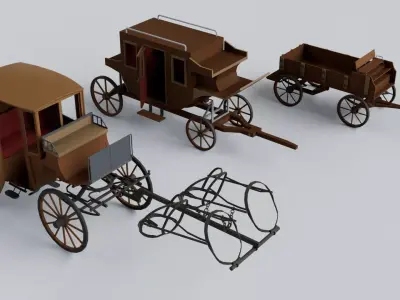 3 Carriage Collection - Game Ready 3D model