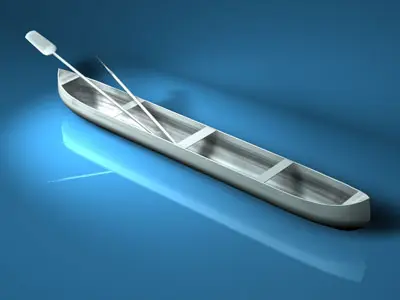 Canoe with paddles 3D model