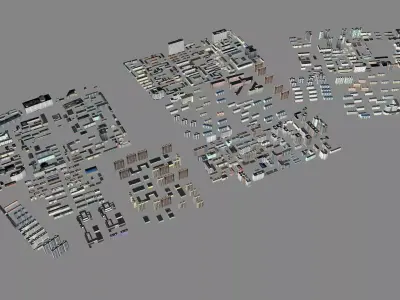 Modern urban highrise buildings building ancillary buildings 3D model buy