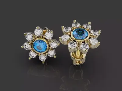  Diamond Earrings  0068 3D print model