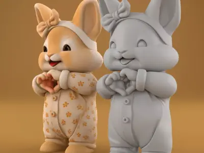 Adorable 3D Bunny Figurine Brings Joy and Happiness STL 3D print model