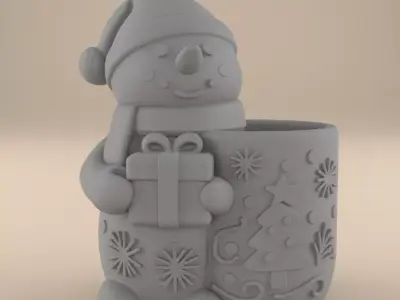 Christmas Snowman Planter and Candy Dish STL 3D print model