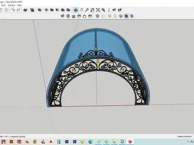 3D model of 3D iron art glass roof villa architecture 3D model