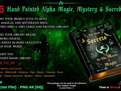 2555 Hand Painted Alpha Magic Signs and Elements -Vol 8 Texture