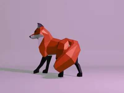 Polygonal Red Fox Low-poly 3D model