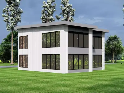 Modern Two Story American  Contemporary Architectural Design 3D model