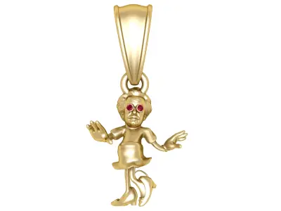 Golden Character Pendant with Ruby Eyes 3D print model