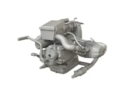 Engine of motorcycle Ural 12 scale 3D print model