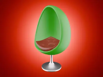Egg Chair and Metalic Twisted Base Style 3D model