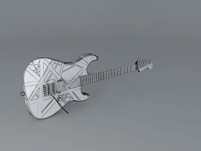 Eddie Van Halens black and yellow guitar Free 3D model