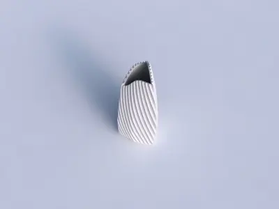 Vase curved tipping triangle with extruded vertical lines 2 3D print model