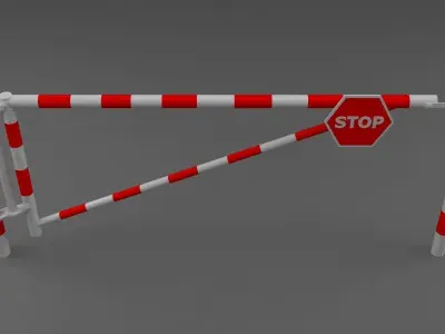 Barriers 8 gate with stripes 3D model