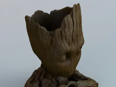 Baby groot with heart 3D print model