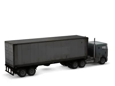 Low Poly Truck Trailer - Game Ready Vehicle  Low-poly 3D model