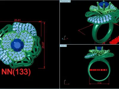 women ring 66 3D print model