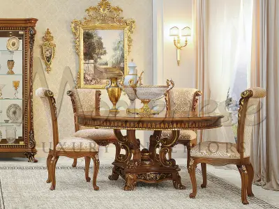 Bespoke walnut inlaid round table in radica  3D model