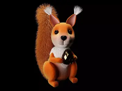 animal squirrel holding egg 3D model