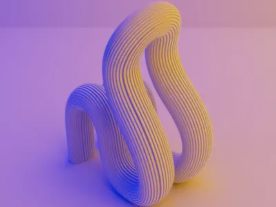 Modern curved chair - interior Low-poly 3D model