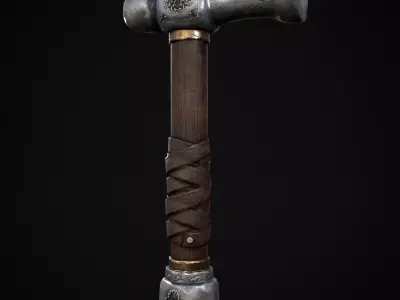 Ornate Ball Peen Hammer Low-poly 3D model