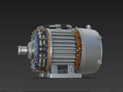 Industrial Electric Motor 3D Model - Detailed Stator Wires 3D model