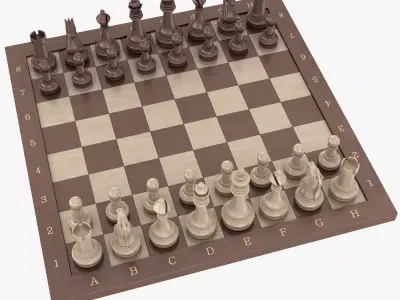 Chess board Low-poly 3D model