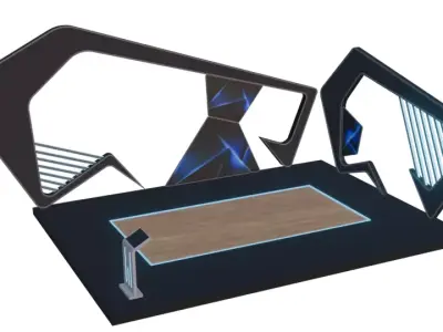 Futuristic Car Podium Sci-Fi Display Stage 3D Model Low-poly 3D model