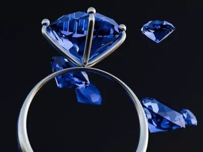 Exquisite Blue Diamond Ring with  Silver  Free low-poly 3D model