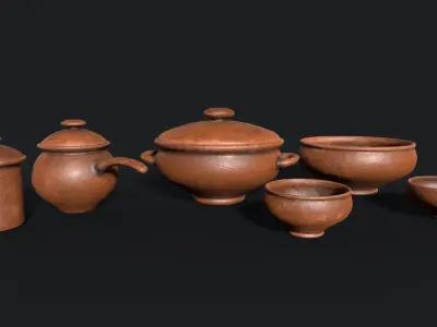 Antique clay pot Low-poly 3D model