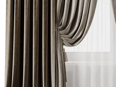 Classic Curtains And Silk Curtain 002 3D model