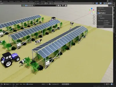 Lowpoly Agricultural Solar Energy Systems Type-2 Low-poly 3D model